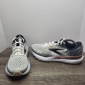 Brooks Ghost 16 White Black Rose Gold 1204071B105 Womenโs Size 11